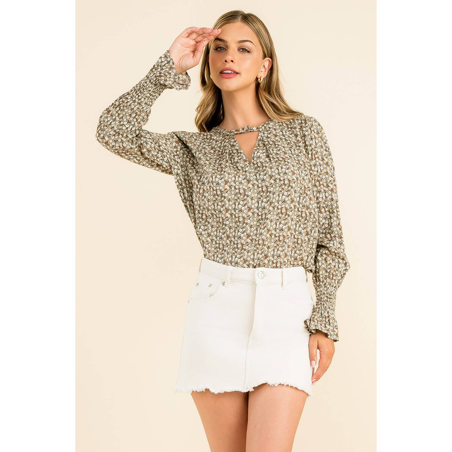 TORTORA Top a maniche lunghe con motivo floreale in vendita all'ingrosso su Faire9