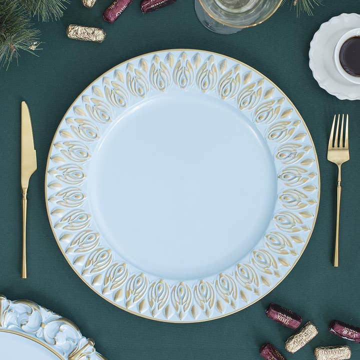 D14" Decorative Plastic Plate - Light Blue/Gold and other Purchase wholesale blue plastic plates. Free returns & net 60 terms on Faire trending on Faire.