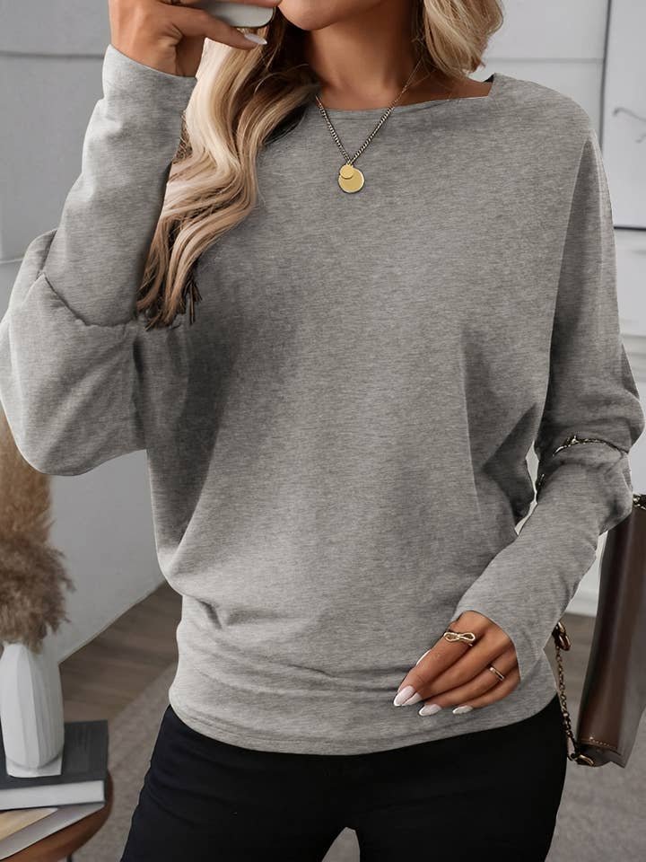 Lovesoft - Wholesale T-Shirt - Women's - Four Leaf Clover Solid Color Extended Cuffs Long Sleeve Top12