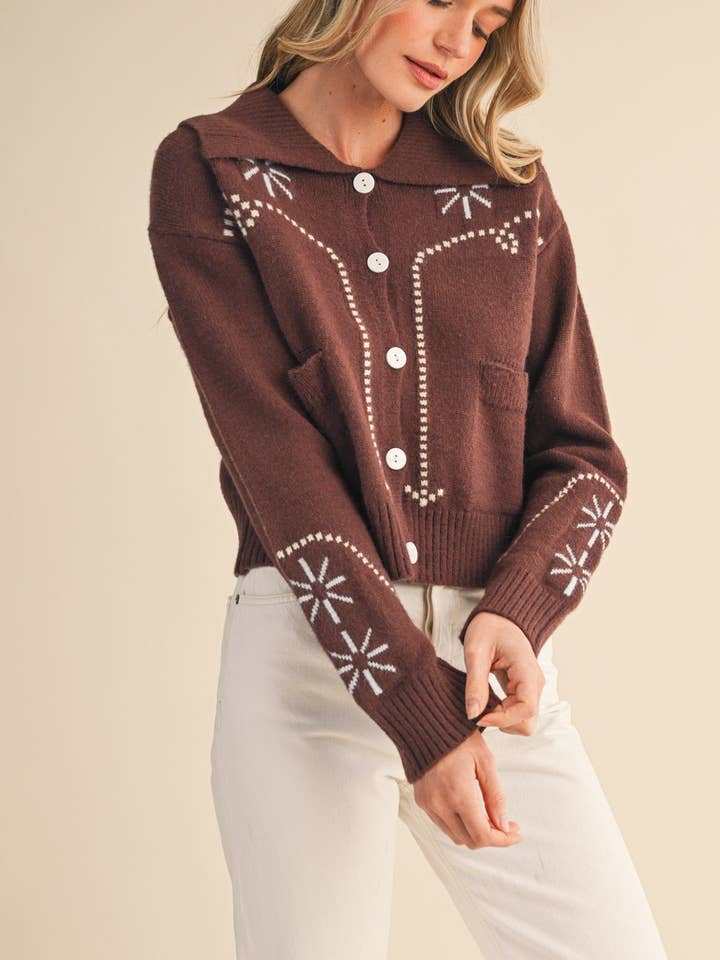 &MERCI - Wholesale Cardigan - Women's - WESTERN DESIGN SWEATER CARDIGAN MSW1121723