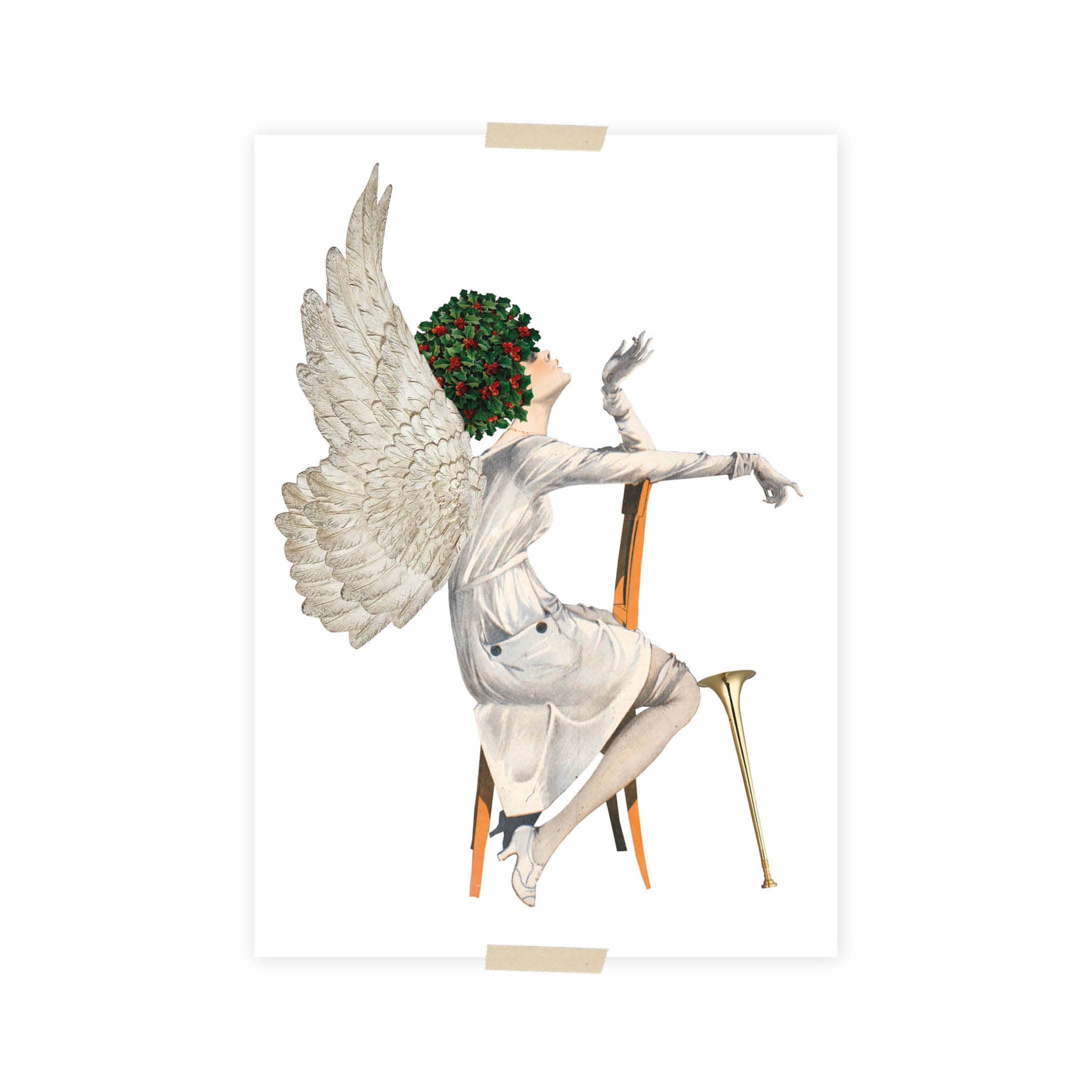 Lylies – wholesale Christmas card – Christmas Postcard collage resting Christmas angel0