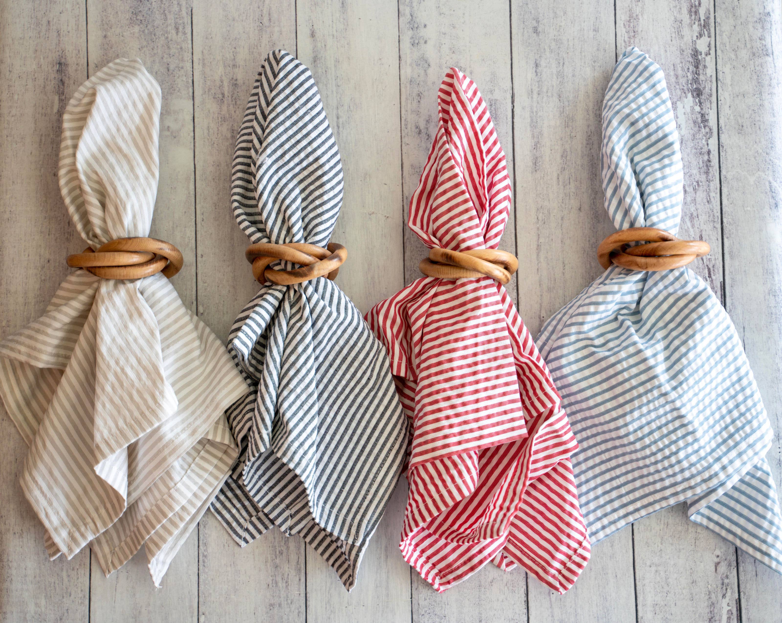 Dot and Army - Venta al por mayor Servilletero de anillo - Servilleteros Wood Bangles, juego de cuatro2