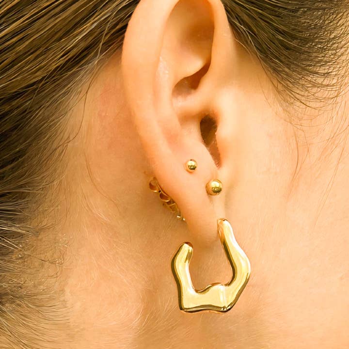 Aros tipo argolla Elemental Molten Lava, estilo punk Drip Hoop para venta al por mayor de Lacosta Jewelry Corp