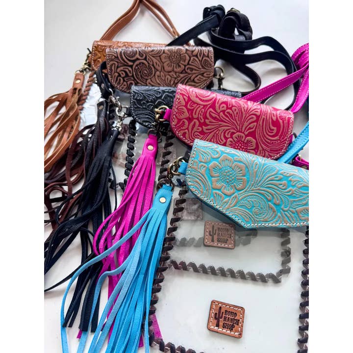 Boho Ranch Shop - Wholesale Crossbody Bag - Women's - Phone Clear Crossbody Western Tooled Leather Mobile Purse5