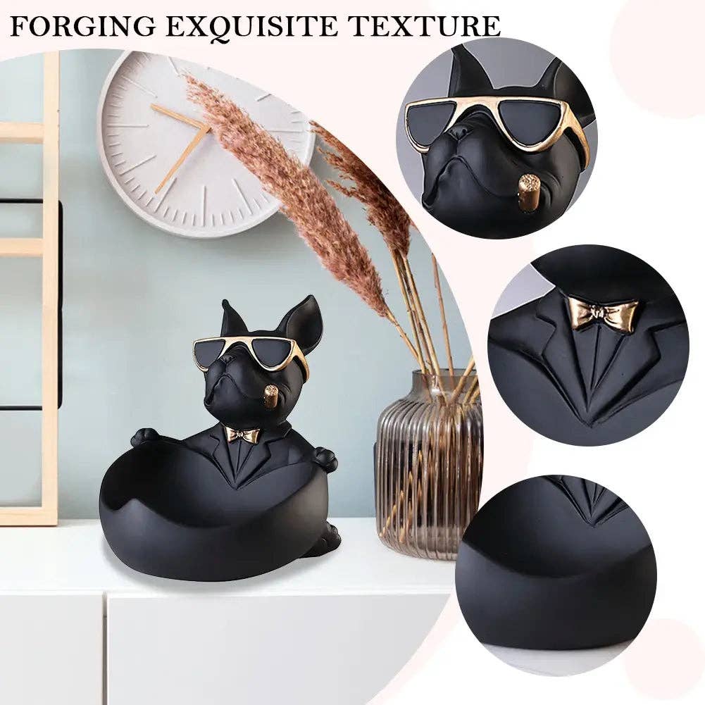 BlakOutlet – wholesale Sculpture – French Bulldog Sculpture Dog Statue with Tray5