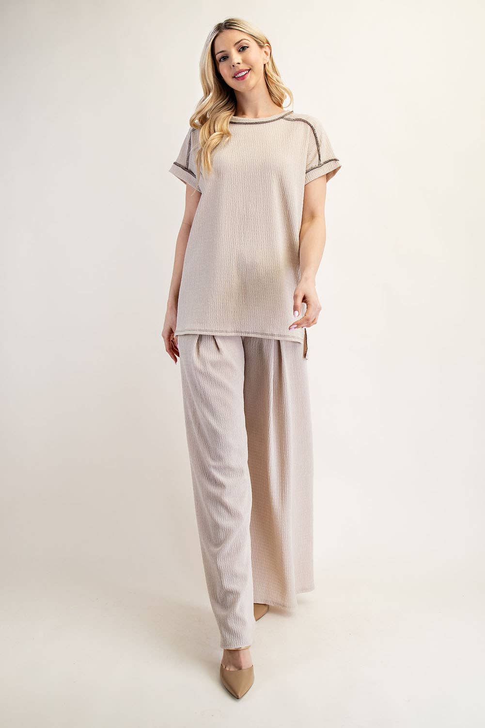 Celeste Clothing - Wholesale Knit Top - Women's - PLUS SIZE RELAXED-FIT TEXTURED TOP SHORT SLEEVES -CT2389520