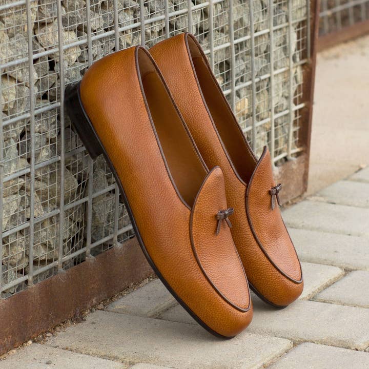 Marcello Fuldnarnet Læder Tøfler i Cognac/Mørkebrun for engroshandel hos DapperFam