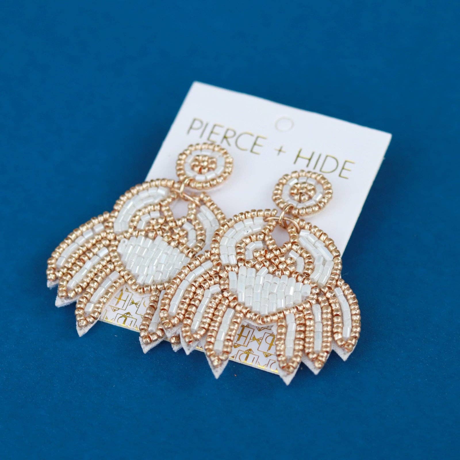 Pierce + Hide - Wholesale Dangle Earrings - Custom Beaded White Crab Earring | Nautical Earrings7