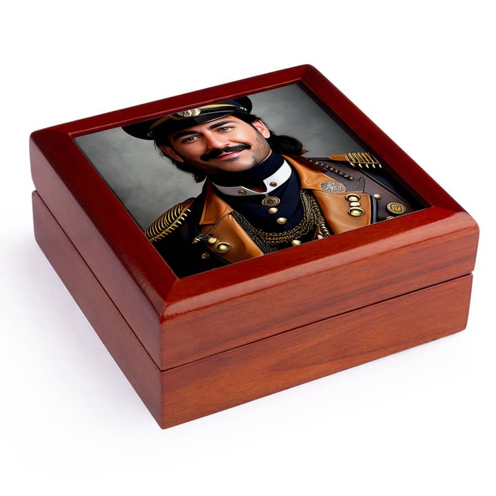 3dRose - Wholesale Jewellery box/organiser - 3dRose, Smiling handsome man - naval captain of fantastic era in uniform, Jewelry Box