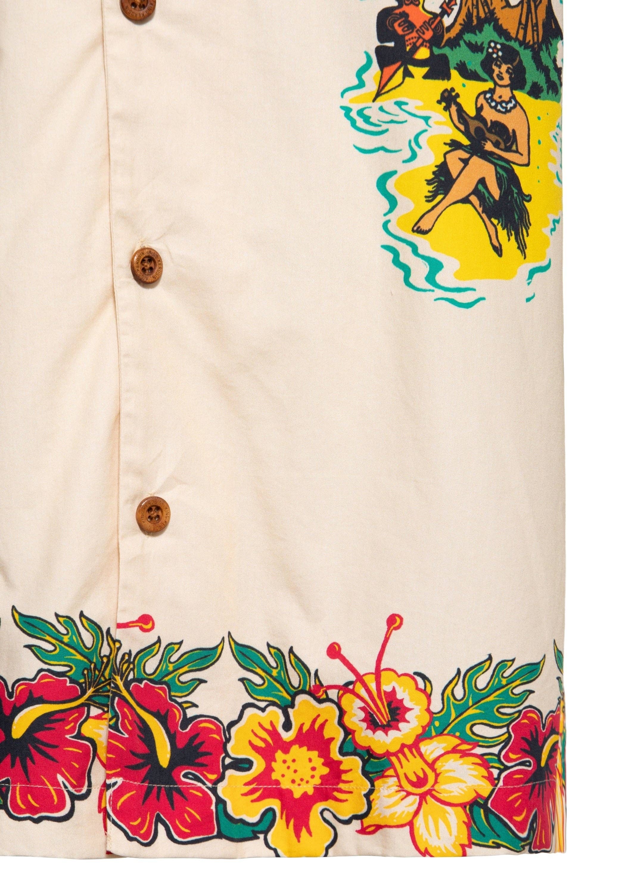 ecru Hawaiian organic cotton shirt “Honolulu Hawaii” for wholesale on Faire5