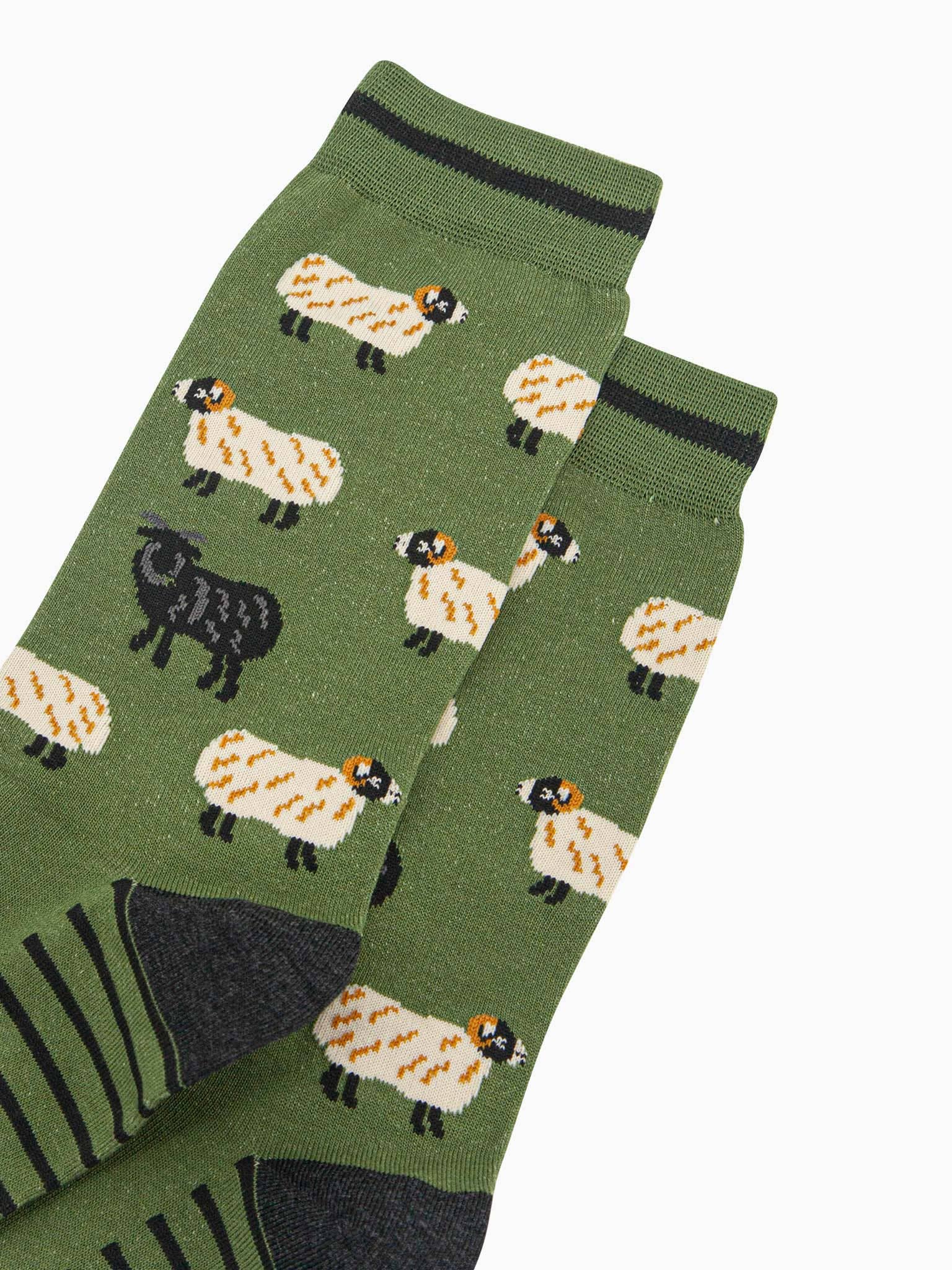 Sock Talk - Wholesale Socks - Men's - Men's Bamboo Socks - Green, Black Sheep2