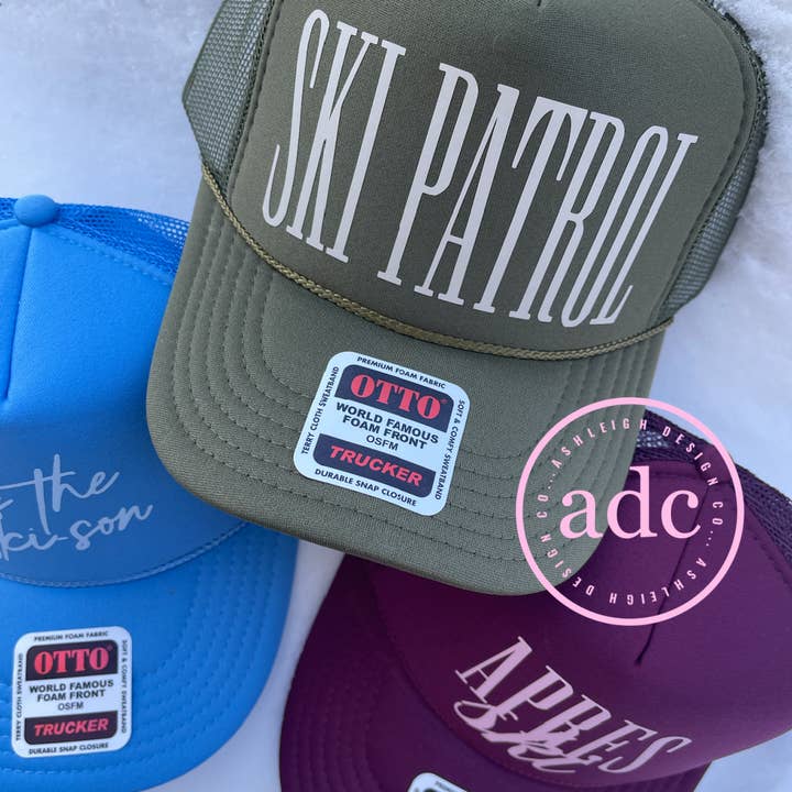 APRES SKI Trucker Hats for wholesale by AshleighDesignCo