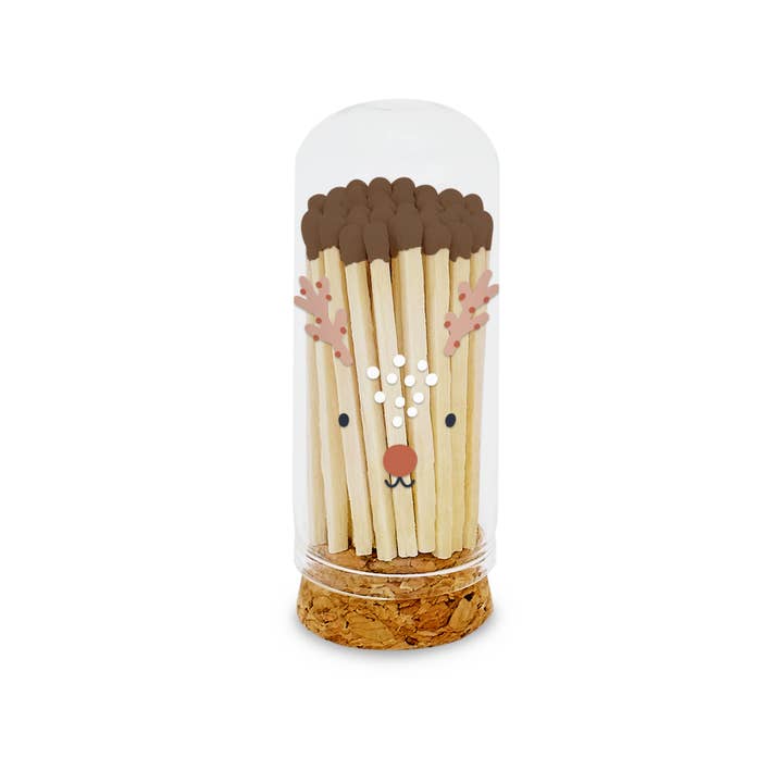 Thankful Greetings - Wholesale Matches - 2” Matches BoHo Cottage - Reindeer on Glass Mini Cloche