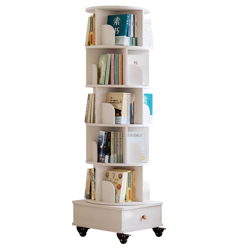 39F Inc. - Wholesale Bookcase - Rotating Wooden Bookcase with Storage Drawer,Swivel Design9
