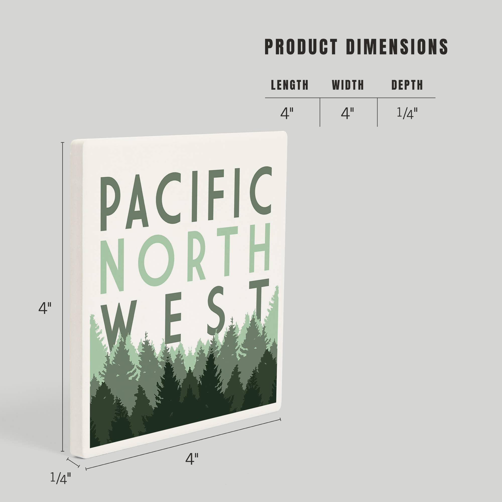 Lantern Press - Wholesale Coasters - CERAMIC COASTER Pacific Northwest Pine Trees3