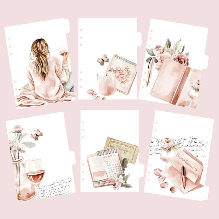 CRUSCOTTO DEL PIANIFICATORE | IL PRENDITORE DI APPUNTI | SET DI SEI DIVISORI CON LINGUETTE per la vendita all'ingrosso da parte di Paperlane Planners Co