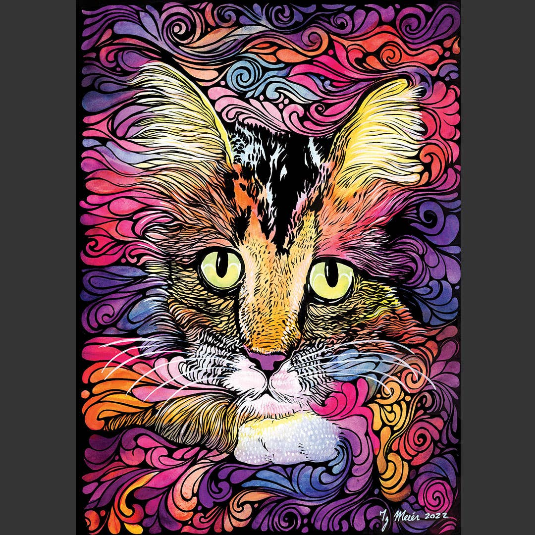 Sunny Days - Vente Carte pour la fête des Mères - Chat psychédélique planant déconnecté1