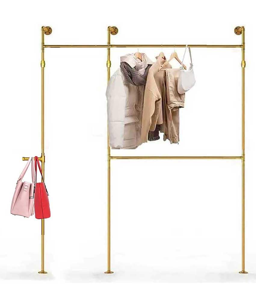 SERENITA - Vente Porte-manteaux - Étagère à vêtements pour tuyaux industriels, tringle à suspendre, montage mural, 80561