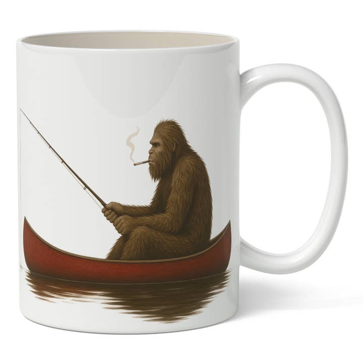 Shady Front - Wholesale Coffee Mug - Bigfoot Fishing in a Canoe Mug
