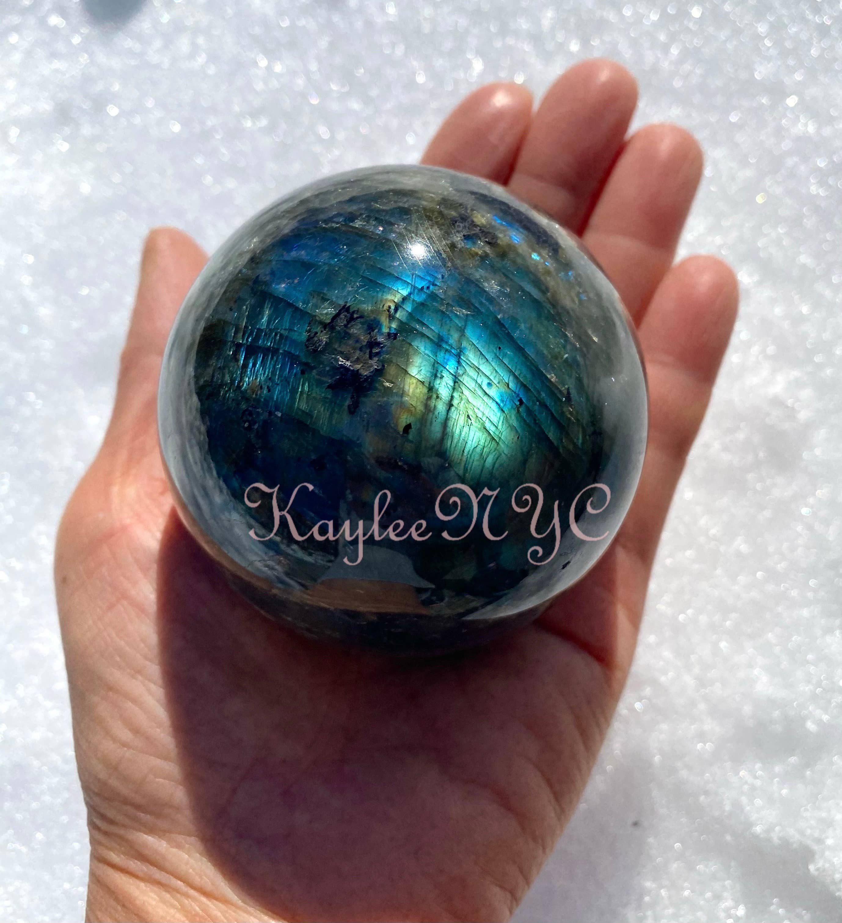 KayleeNYC - Wholesale Spiritual Stone/Crystal - 3-4 Pcs Natural Labradorite Sphere Crystal Ball healing 12