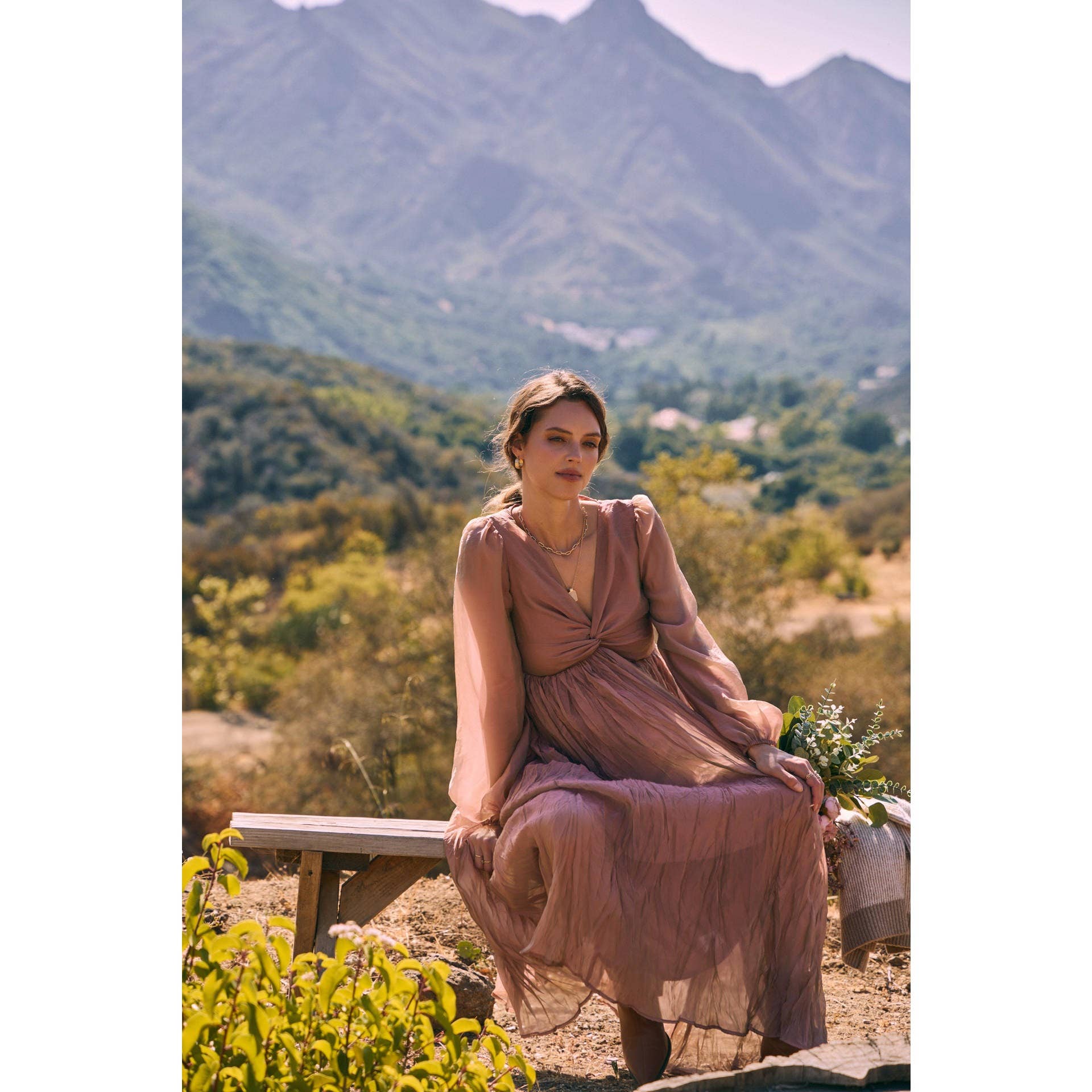 KEEP IT DREAMY IRIDESCENT MAUVE TWISTED BUST MAXI DRESS for wholesale on Faire9