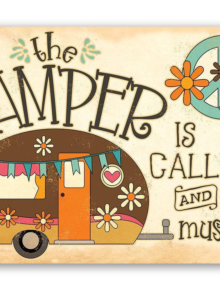 Camping Sign | The Camper is Calling for wholesale by Lone Star Art Metal Signs