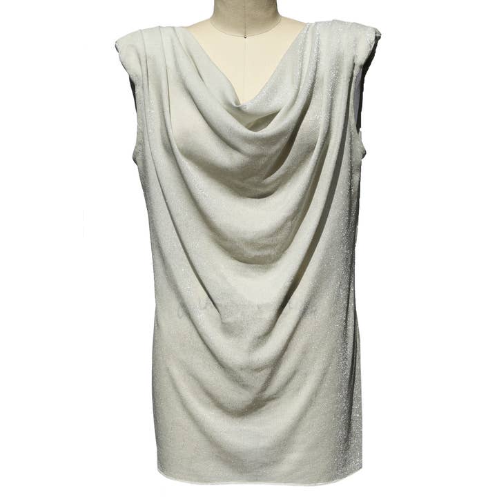 Silver Knit High Shoulder Blouse for wholesale by Kate Stoltz