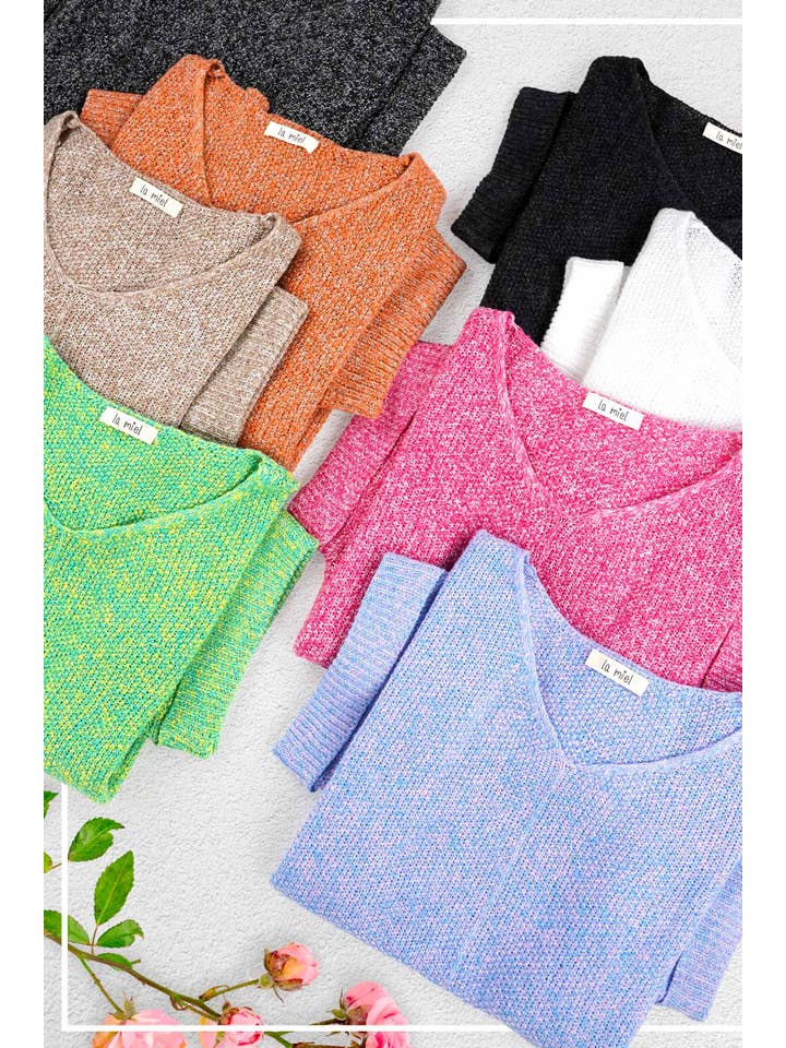 La Miel - Wholesale Knit Sweater - Women's - MCS3580-Soft Lightweight Loose Fit Textured Pullover Sweater31