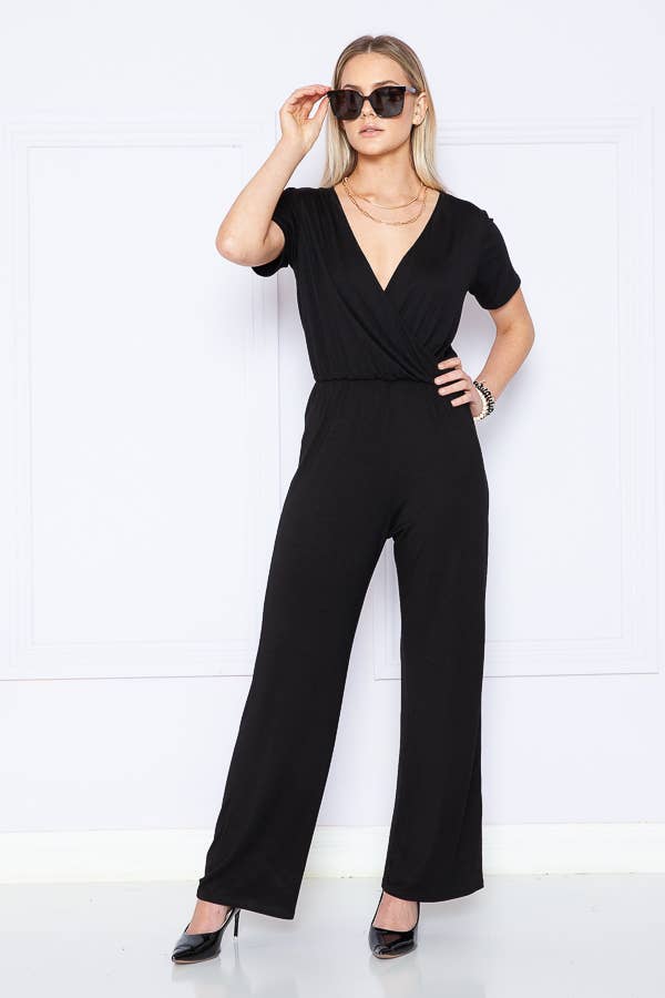 Burgundy Apparel - Wholesale Jumpsuit - Women's - CHEST OVERLAP SHORT SLEEVES JUMPSUIT4