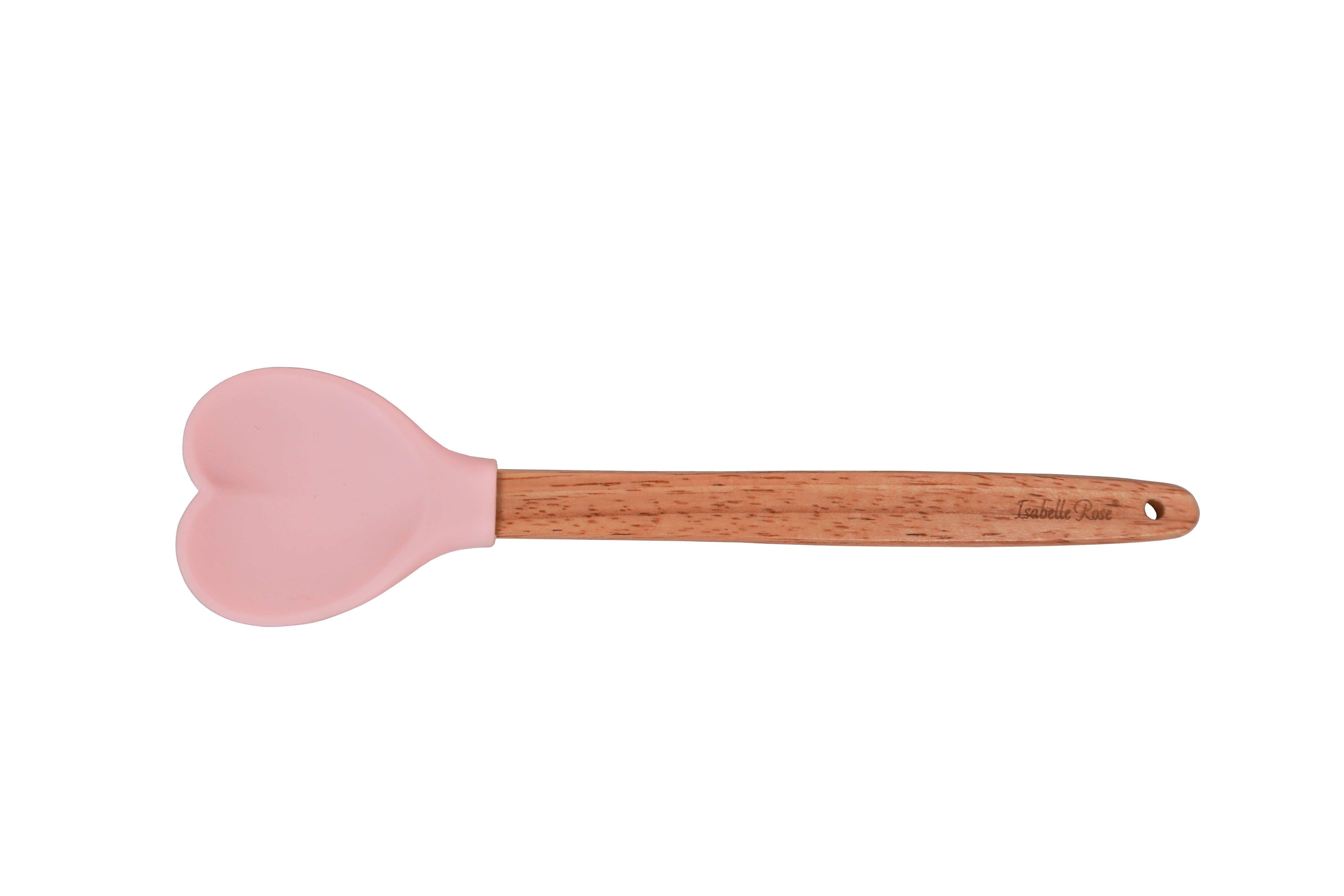 Isabelle Rose - Wholesale Kitchen Spoon - Pastel pink silicone wooden heart shaped spoon Isabelle Rose0