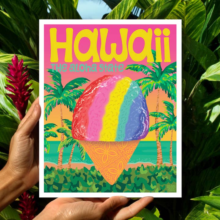 RAINBOW HAWAII SHAVE ICE ART PRINT for wholesale by Lauren Taylor Creations