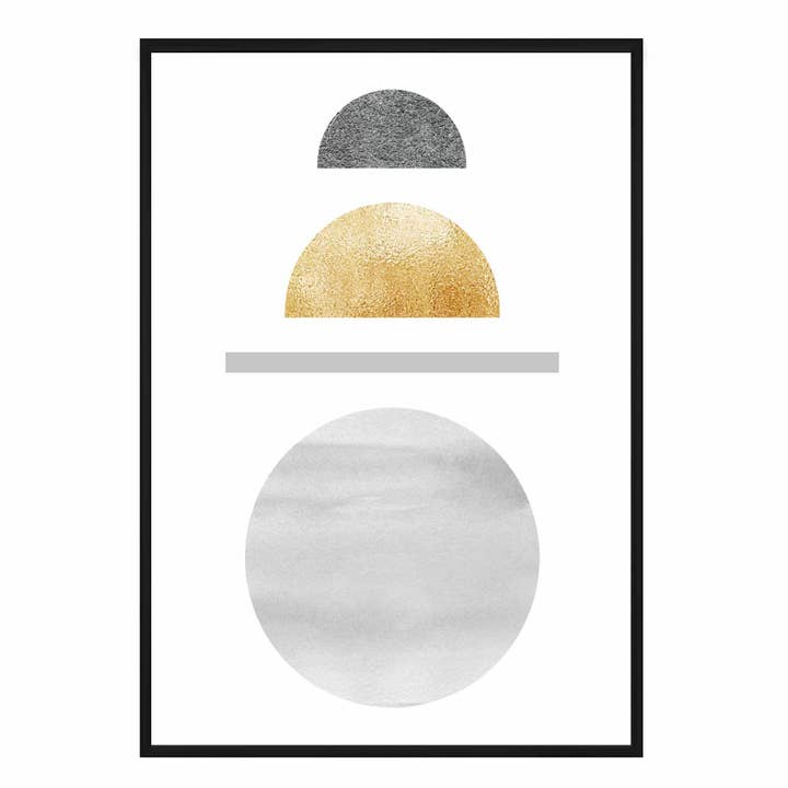 Geometric Abstract Grey's & Gold No1 for wholesale by Artze Wall Art