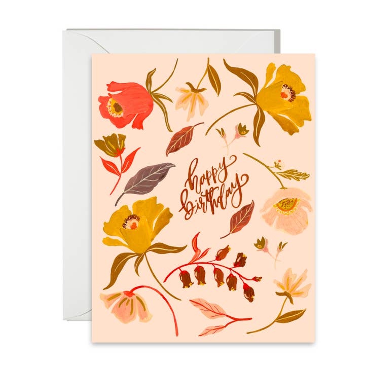 Coral Florals BirthdayCard for wholesale by Shannon Kirsten Illustration