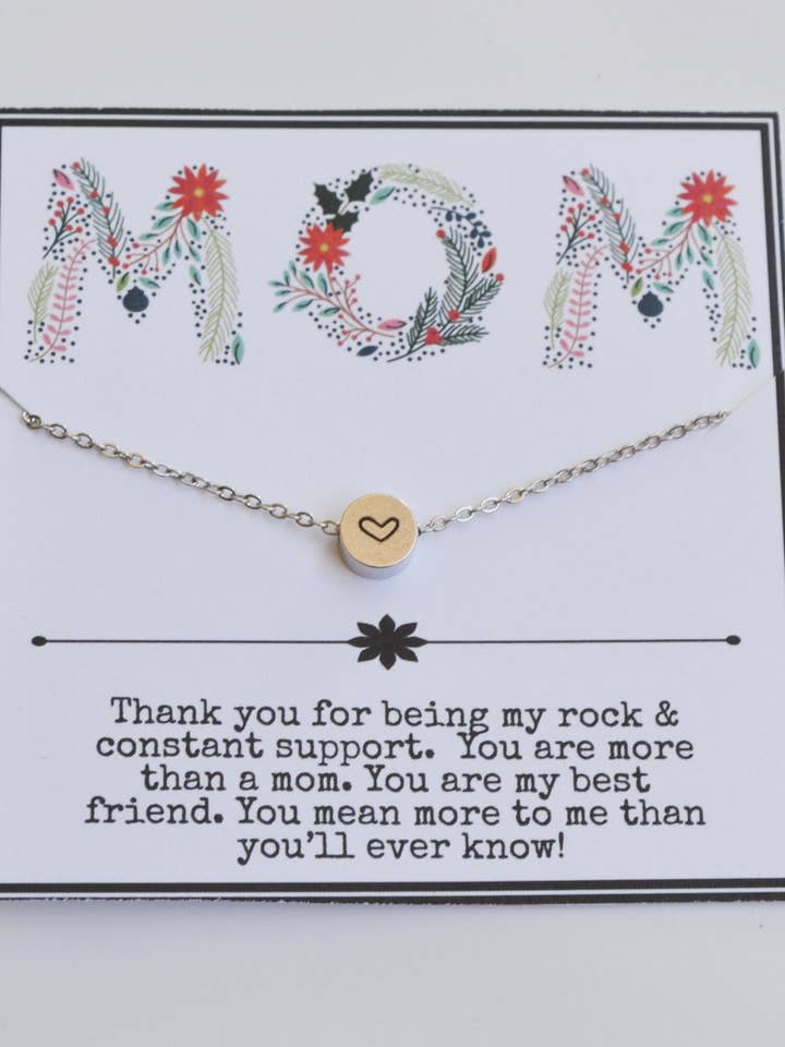 Mom jewelry, Gift for mom, Mothers necklace, Mom birthday, H for wholesale by Little Happies Co