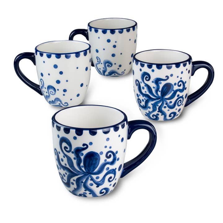 Octopus 4 Piece Mugs Set for wholesale by Euro Ceramica Home | ClayBarn