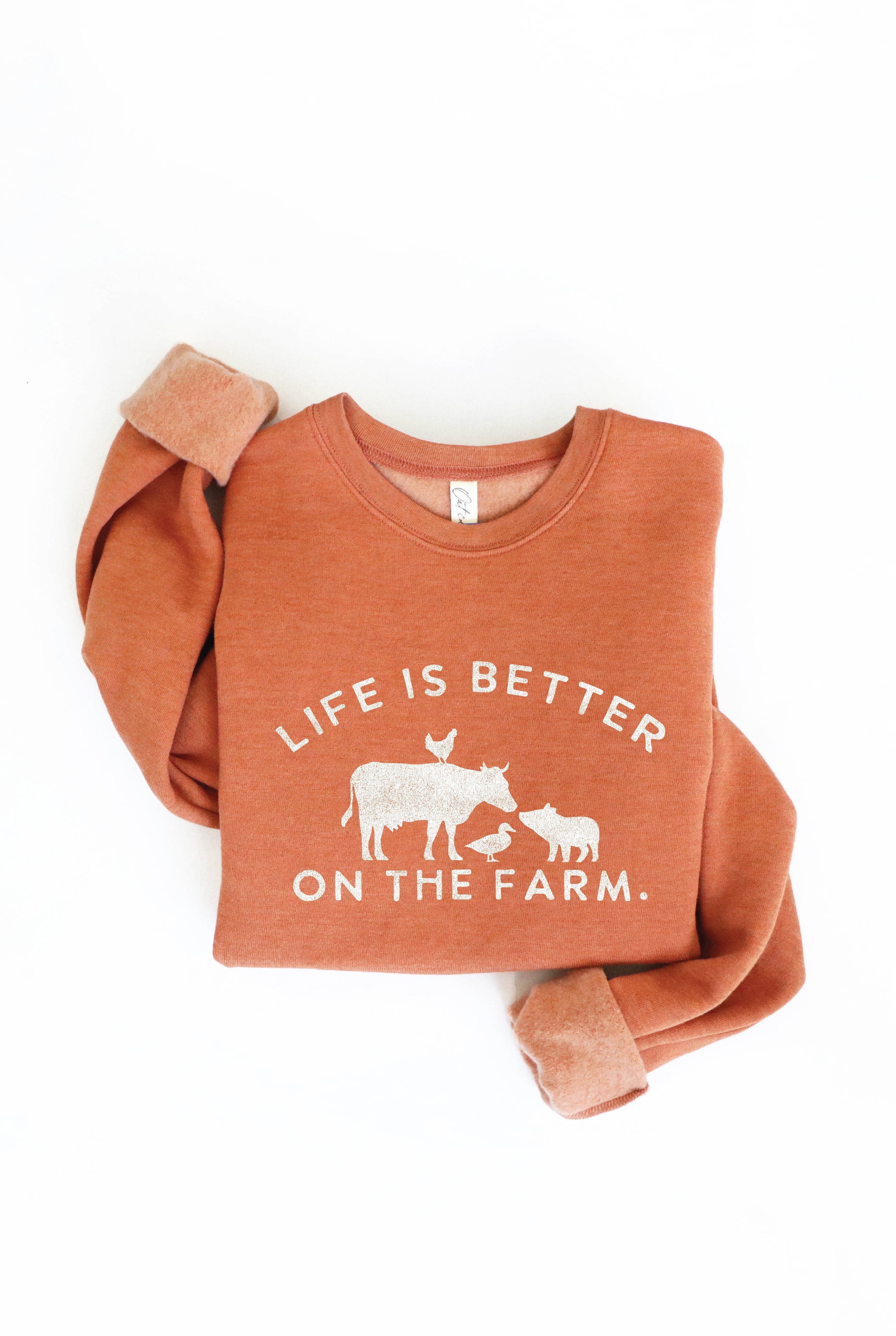 OAT COLLECTIVE - Wholesale Graphic Sweatshirt - Women's - LIFE IS BETTER ON THE FARM Graphic Sweatshirt12