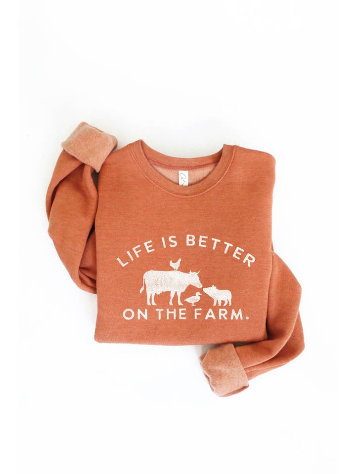 OAT COLLECTIVE - Wholesale Graphic Sweatshirt - Women's - LIFE IS BETTER ON THE FARM Graphic Sweatshirt12