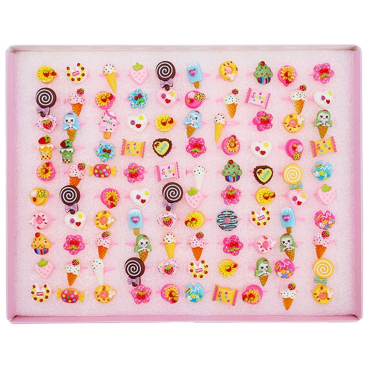 Cap Zone - Wholesale Toy Set - Kids - Kids Dessert Sweets Ring Collection - 100 pcs3