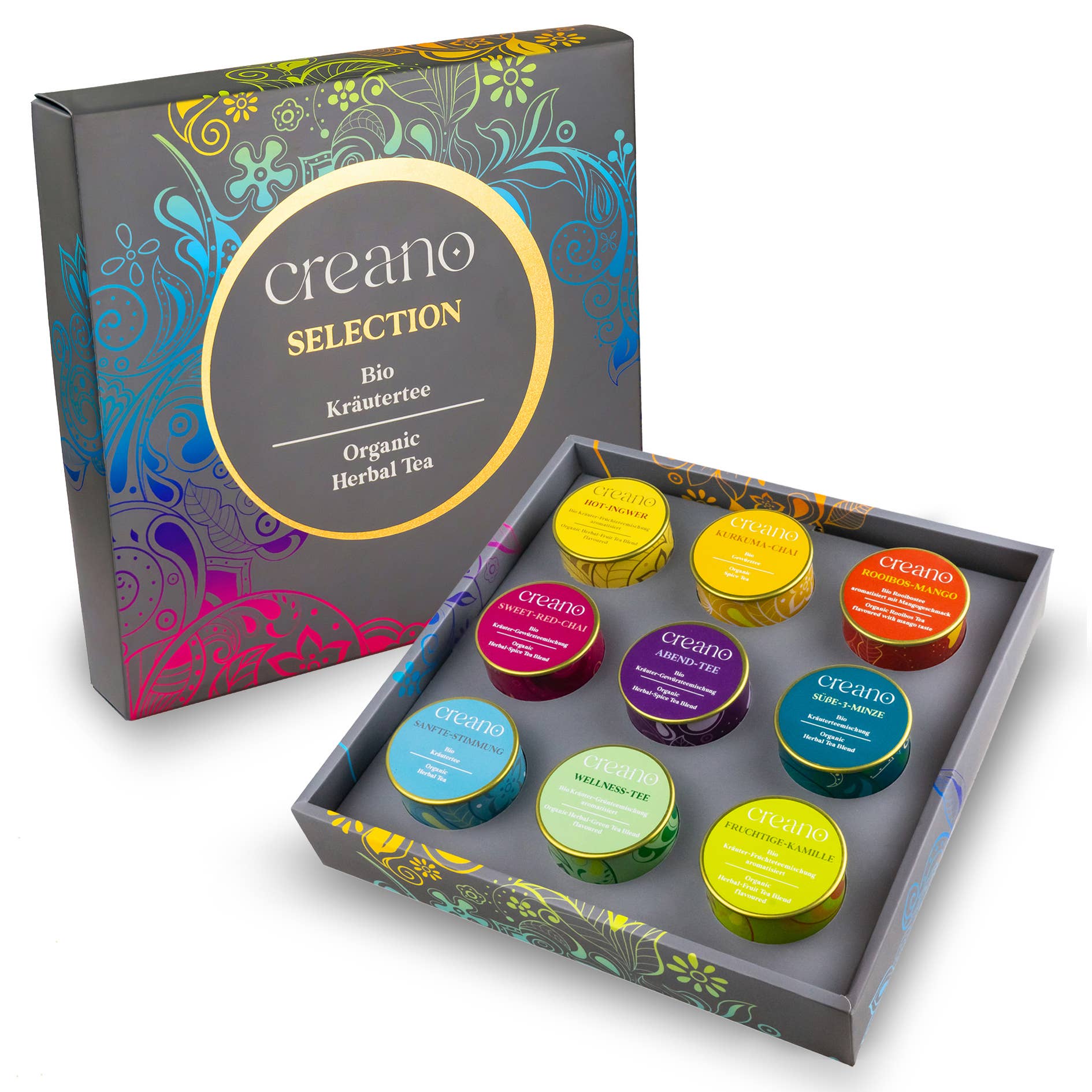 Creano - Wholesale Tea Bags - Creano organic tea gift set - 9 types of tea in metal cans7