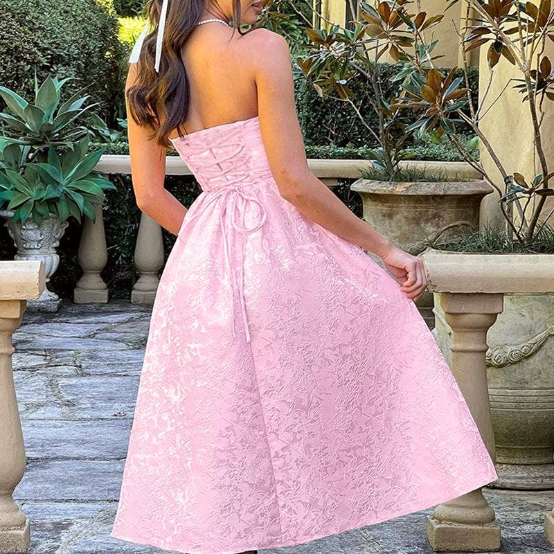 Rosa Clothing - Wholesale Dress - Women's - Jacquard satin swing cami dress9