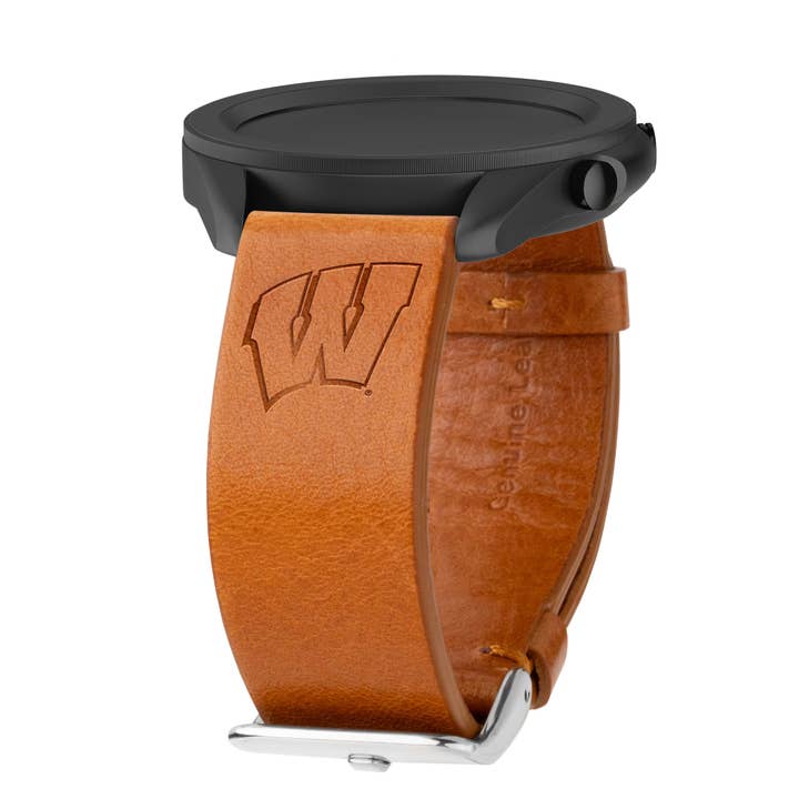 Wisconsin Badgers Premium Leather Samsung Galaxy Watch Band for wholesale by Affinity Bands