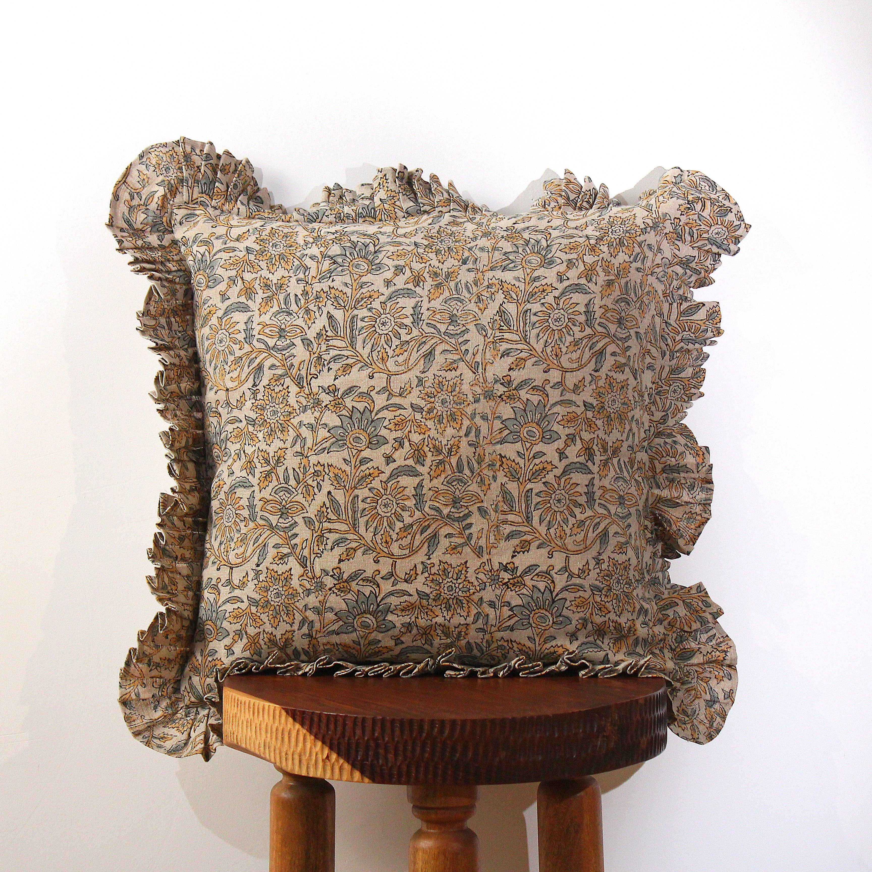 Eyda Homes - Wholesale Throw Pillow Cover - Indian Hand Block Printed Linen Pillow Cover2