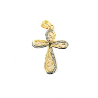 2-tone filigree cross pendant for wholesale by S&A Fashions