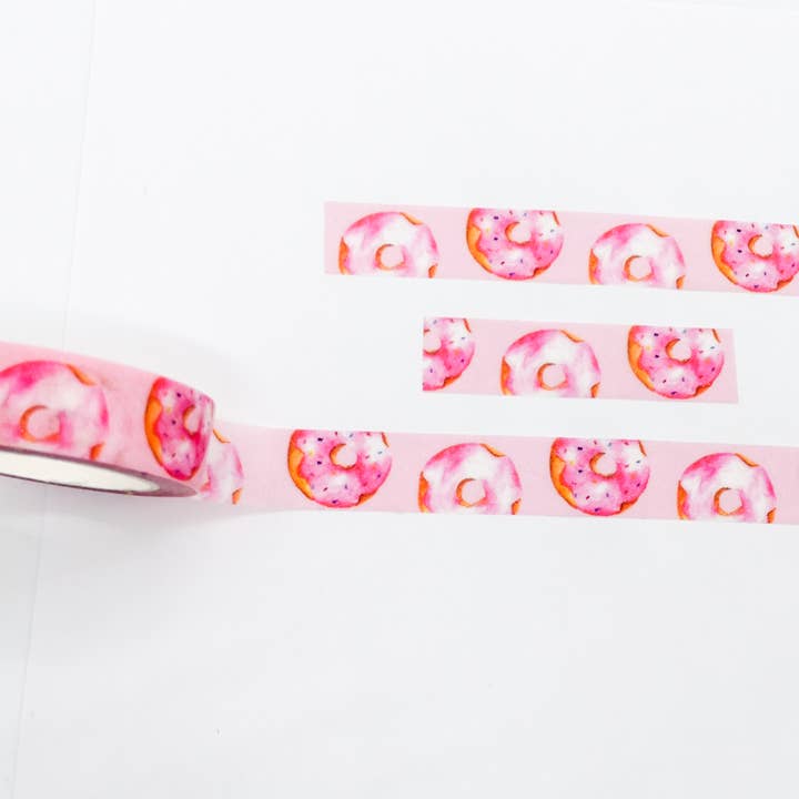 PINK DOUGHNUT AKVAREL DEKORATIVE AFDÆKNINGSTAPE WASHI TAPE for engroshandel hos Kristine Lee Designs