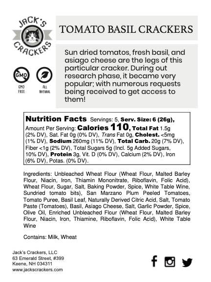 Jack's Crackers, LLC - Wholesale Crackers - Tomato Basil Crackers1