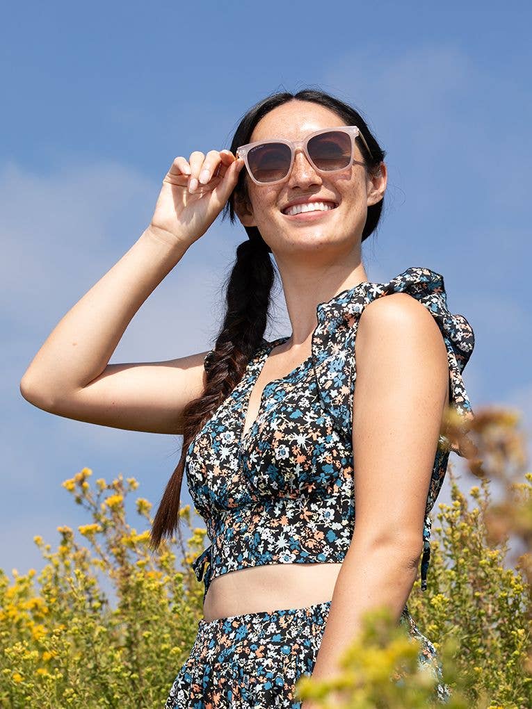 Blue Planet Eco-Eyewear - Vente Lunettes de soleil – femme - BP19604-Everly -Beige / Or / Dégradé Marron Polarisé1