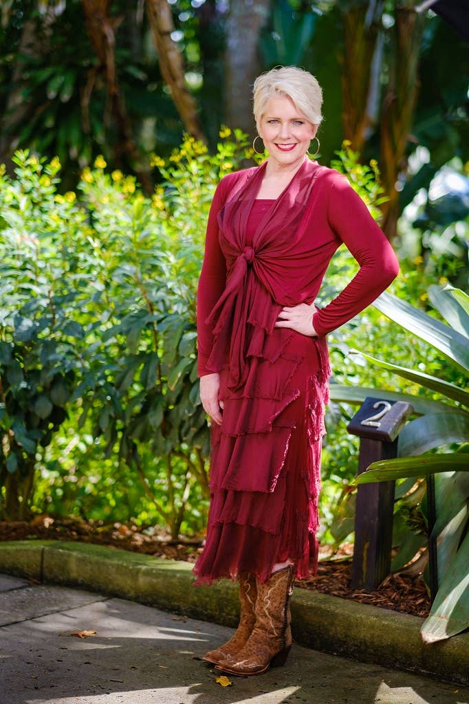 TINA Stephens Italy/Tees By Tina - Wholesale Skirt - Women's - Elisa Silk Ruffle Skirt (SL201)45