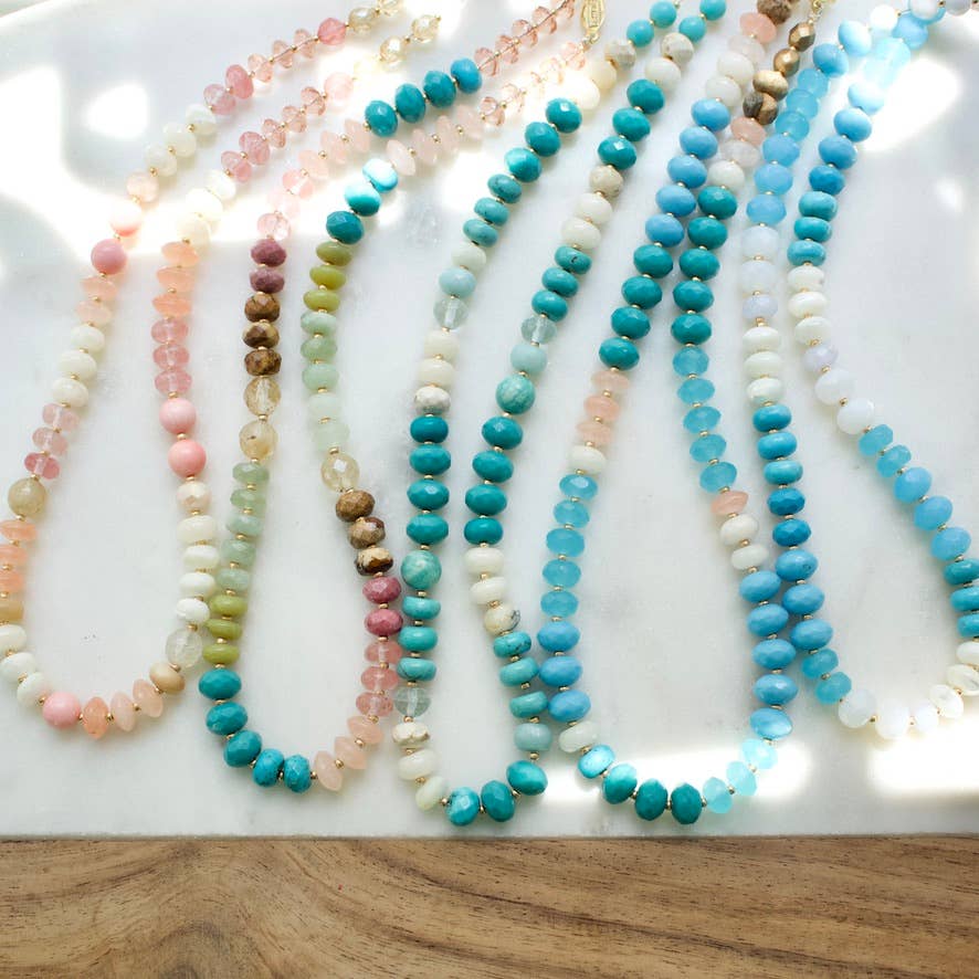 a.v. max – Colar com missangas/pérolas por atacado – Colar Gemma Medium Rondelle|16 Combinações de Pedras4