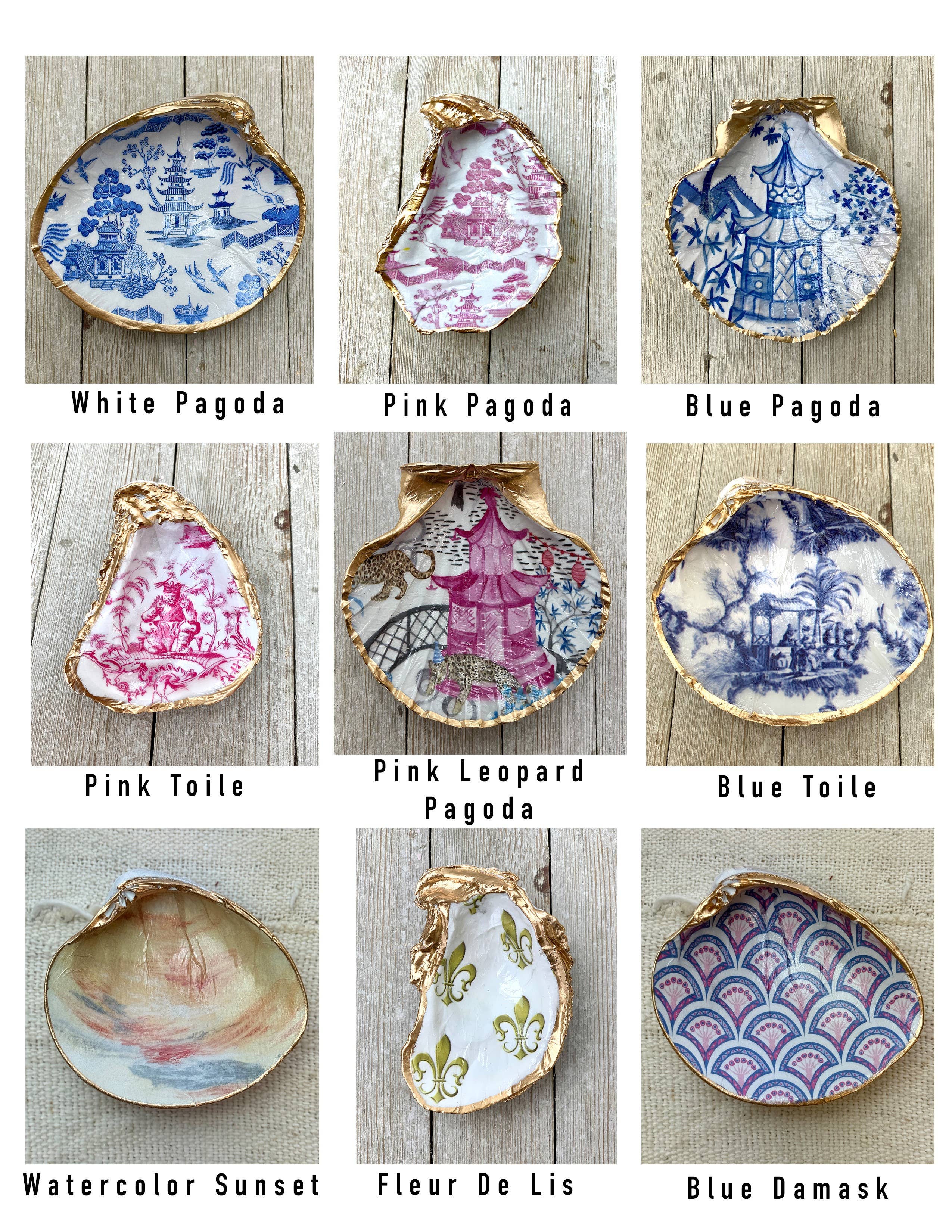 Ten Twenty Six Designs – Prato/tigela decorativa por atacado – Conjunto de Conchas para Decoupage – Vieira, Ostra ou Amêijoa5