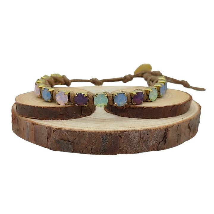 Crystal Chain Bracelets Large - Multi Opal for wholesale by QUÉ MÁS JEWELS